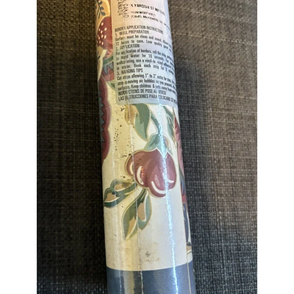Mauve Gold Red Blue Green Jacobean Flower Floral Cream Wallpaper Border 4+ rolls